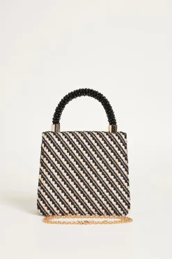 Borsa a mano intrecciata - Nero Beige