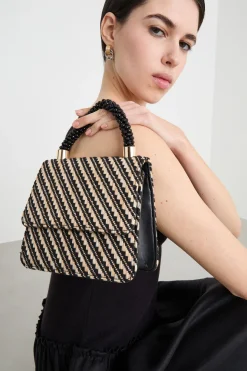 Borsa a mano intrecciata - Nero Beige