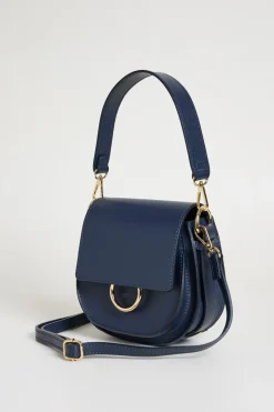 Borsa arrotondata in pelle - Blu
