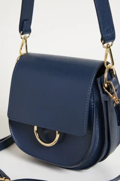 Borsa arrotondata in pelle - Blu
