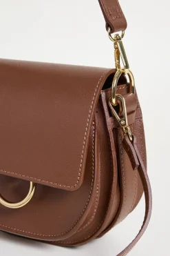 Borsa arrotondata in pelle - Marrone