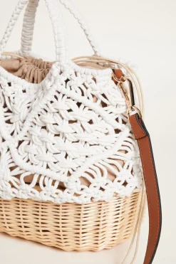 Borsa a secchiello crochet - Bianco