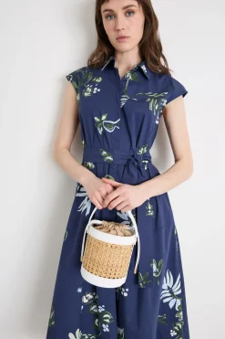 Borsa a secchiello in bamboo - Bianco Beige