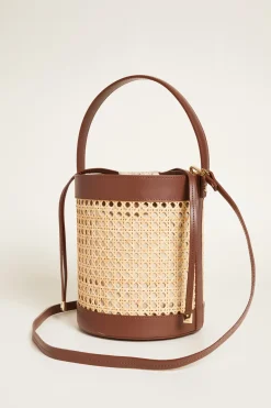 Borsa a secchiello in paglia - Beige