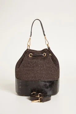 Borsa a secchiello in paglia - Marrone