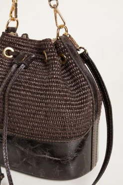 Borsa a secchiello in paglia - Marrone