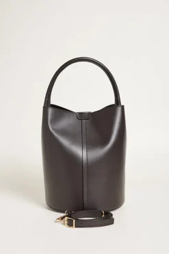 Borsa a secchiello in pelle liscia - Marrone