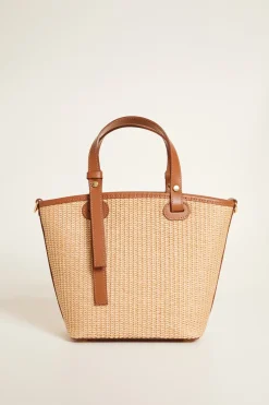 Borsa a tracolla in paglia - Beige