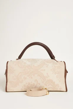Borsa bauletto in tessuto jacquard - Rosa Bianco