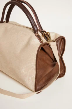 Borsa bauletto in tessuto jacquard - Rosa Bianco