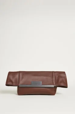 Borsa clutch piccola ripiegabile - Marrone