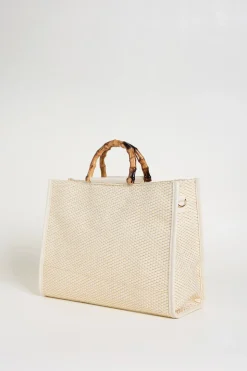 Borsa con manico in bamboo - Beige