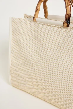 Borsa con manico in bamboo - Beige