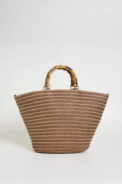 Borsa con manico in bamboo - Marrone