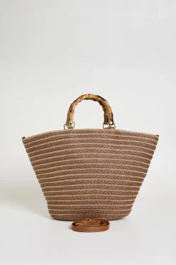 Borsa con manico in bamboo - Marrone
