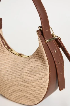 Borsa crossbody a mezzaluna - Beige Marrone