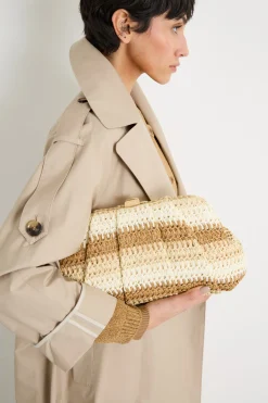 Borsa effetto rafia multicolor - Bianco Cammello