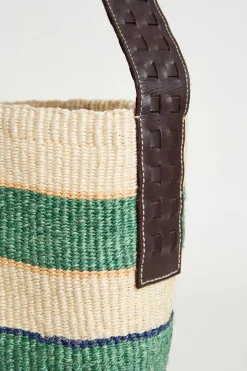 Borsa in corda naturale e pelle - Verde Bianco