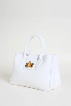 Borsa in pelle bottalata - Bianco