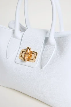 Borsa in pelle bottalata - Bianco