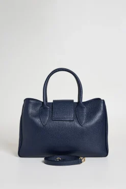 Borsa in pelle bottalata - Blu