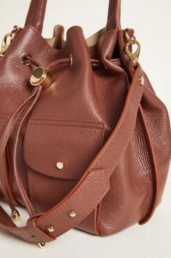 Borsa in pelle bottalata - Marrone