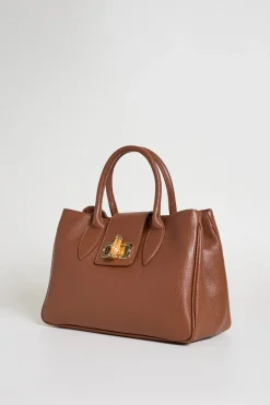 Borsa in pelle bottalata - Marrone