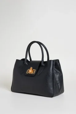 Borsa in pelle bottalata - Nero