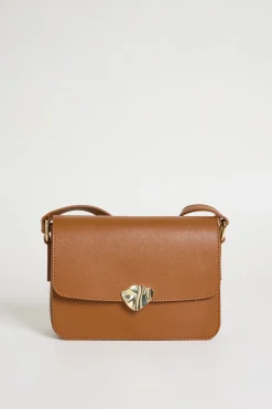 Borsa in pelle saffiano a tracolla - Marrone