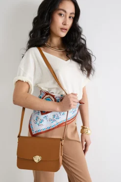 Borsa in pelle saffiano a tracolla - Marrone