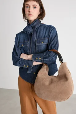 Borsa in pelle scamosciata - Camello