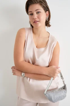 Borsa in rete di strass - Argento