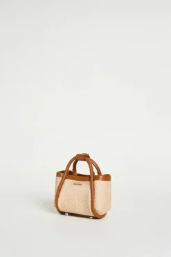 Borsa mini effetto rafia - Beige Marrone