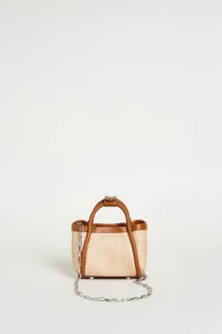 Borsa mini effetto rafia - Beige Marrone