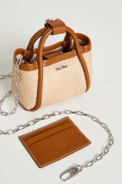 Borsa mini effetto rafia - Beige Marrone