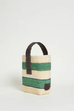 Borsa piccola in corda naturale - Verde Bianco
