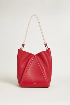 Borsa secchiello grande con manico in corda - Rosso