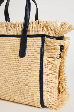 Borsa shopper a frange - Beige
