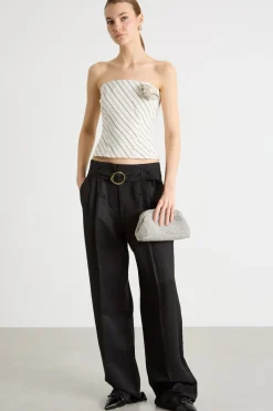 Bustier con fiore - Bianco Nero