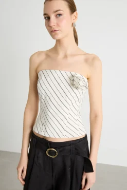 Bustier con fiore - Bianco Nero