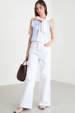 Bustier con rose e volant - Azzurro