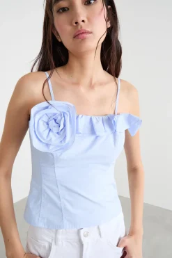 Bustier con rose e volant - Azzurro