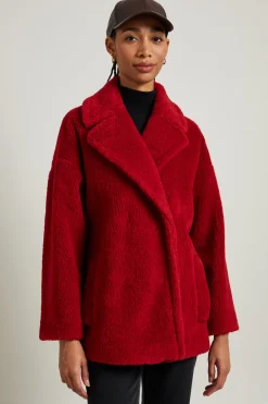 Caban effetto peluche - Rosso