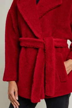 Caban effetto peluche - Rosso