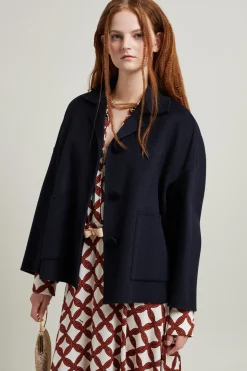 Caban monopetto in lana - Blu Notte