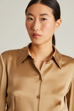 Camicia bimateriale - Beige