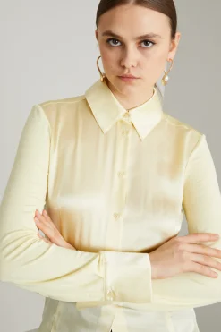 Camicia bimateriale - Giallo Crema