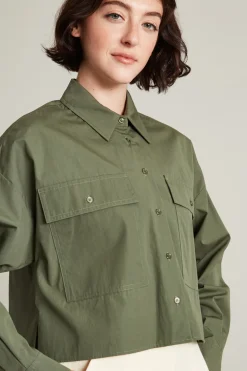 Camicia boxy asimmetrica - Verde Kaki