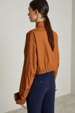 Camicia boxy con coulisse - Tabacco