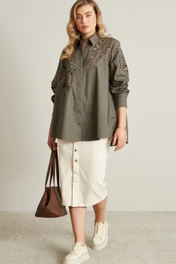 Camicia con ricami - Verde Militare